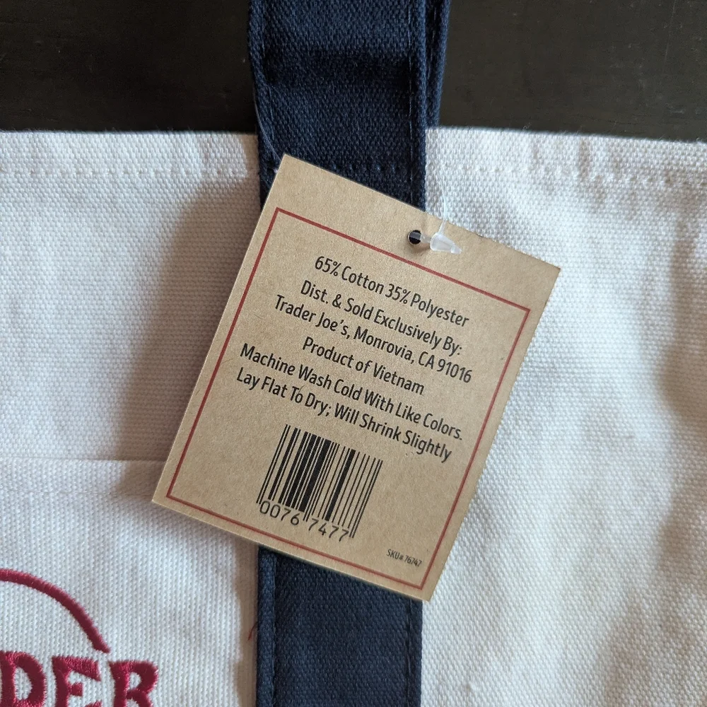NWT Trader Joe's Mini Tote Bag With Blue Straps Limited Edition - Picture 3 of 3